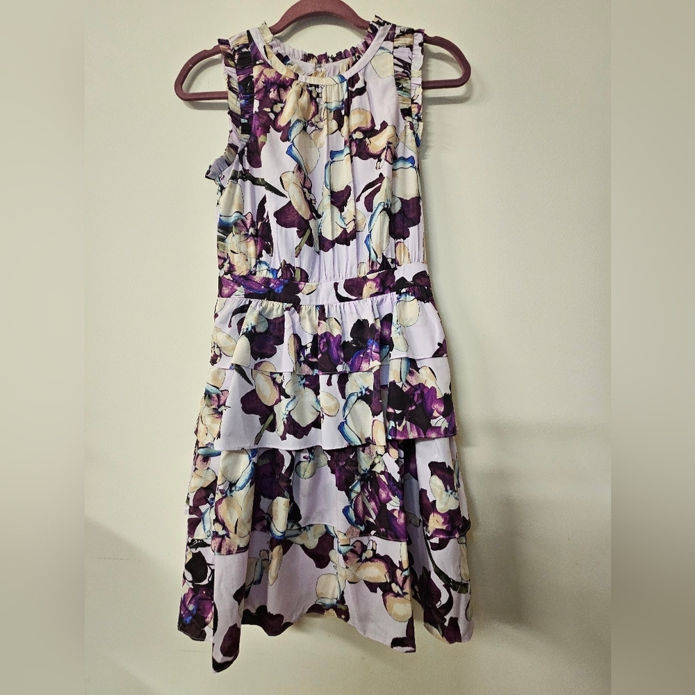 Banana Republic Floral Lilac Sleeveless Dress Size 0